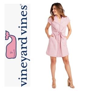 VINEYARD VINES Seersucker Red Striped Dress